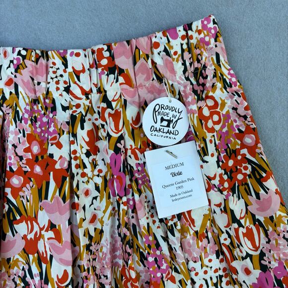 NWT Lesley Evers Dixie Queens Garden pink floral midi dress 100% cotton MEDIUM - Picture 8 of 9